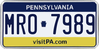 PA license plate MRO7989