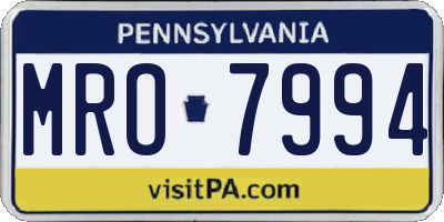 PA license plate MRO7994