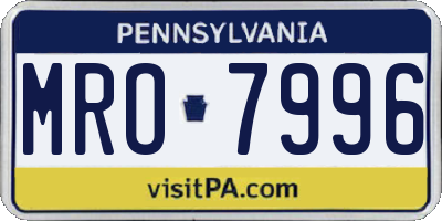 PA license plate MRO7996