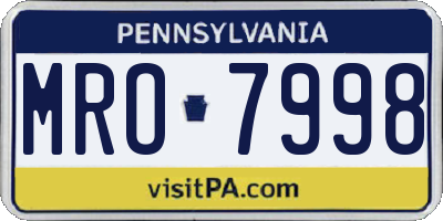 PA license plate MRO7998