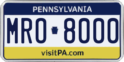 PA license plate MRO8000