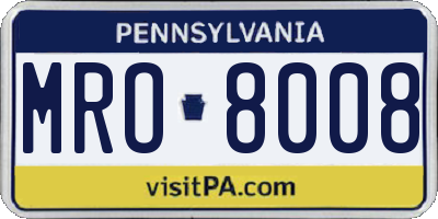 PA license plate MRO8008