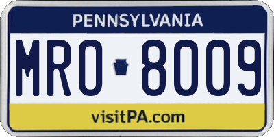 PA license plate MRO8009