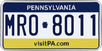 PA license plate MRO8011