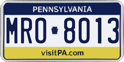 PA license plate MRO8013