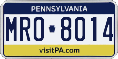 PA license plate MRO8014