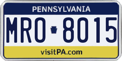 PA license plate MRO8015