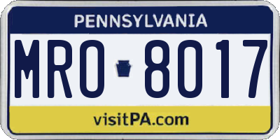 PA license plate MRO8017