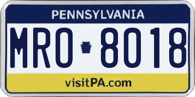 PA license plate MRO8018