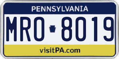 PA license plate MRO8019