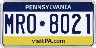 PA license plate MRO8021