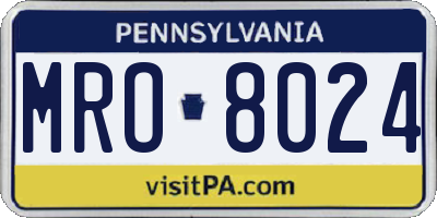 PA license plate MRO8024