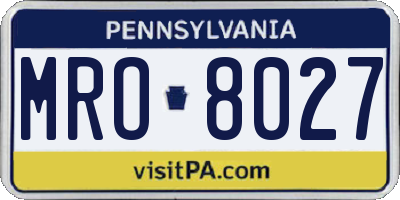 PA license plate MRO8027