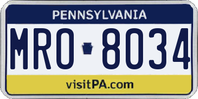 PA license plate MRO8034