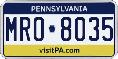 PA license plate MRO8035