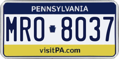 PA license plate MRO8037