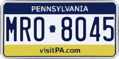 PA license plate MRO8045