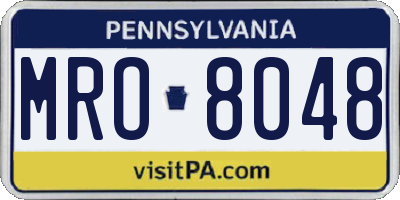 PA license plate MRO8048