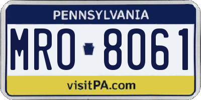 PA license plate MRO8061