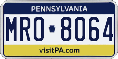 PA license plate MRO8064