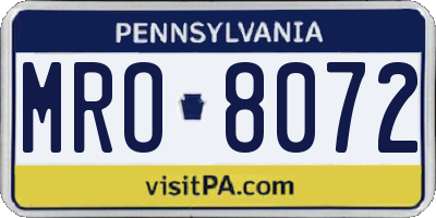 PA license plate MRO8072