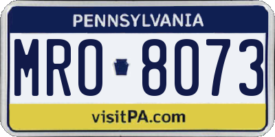 PA license plate MRO8073