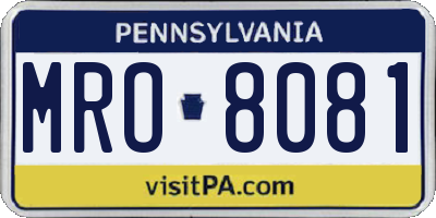 PA license plate MRO8081