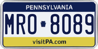 PA license plate MRO8089