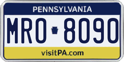 PA license plate MRO8090