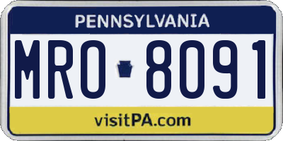 PA license plate MRO8091