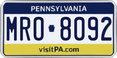 PA license plate MRO8092