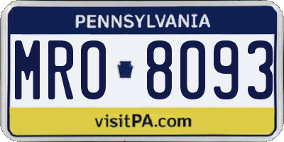 PA license plate MRO8093