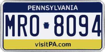 PA license plate MRO8094