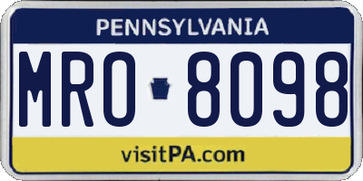 PA license plate MRO8098