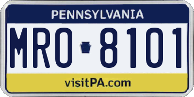 PA license plate MRO8101