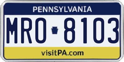PA license plate MRO8103