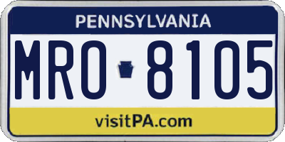 PA license plate MRO8105