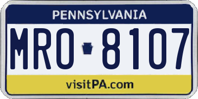 PA license plate MRO8107
