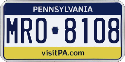 PA license plate MRO8108