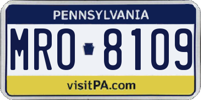 PA license plate MRO8109