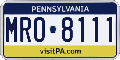 PA license plate MRO8111