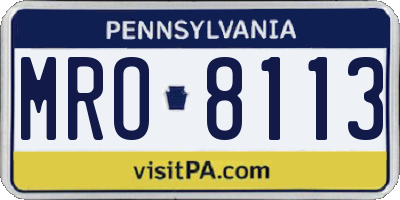 PA license plate MRO8113