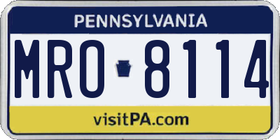 PA license plate MRO8114
