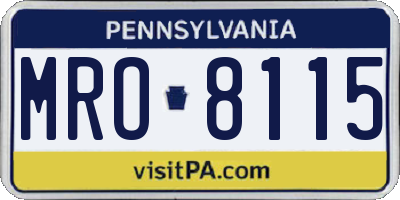 PA license plate MRO8115