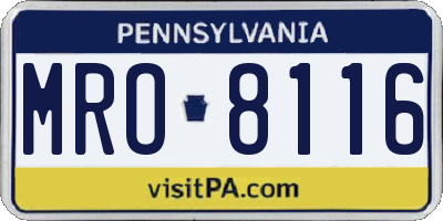 PA license plate MRO8116