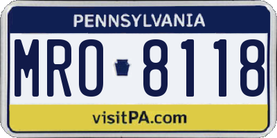 PA license plate MRO8118
