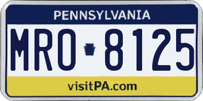 PA license plate MRO8125