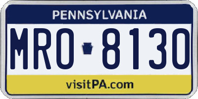 PA license plate MRO8130