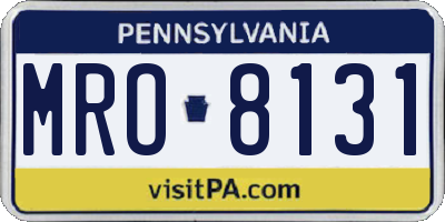 PA license plate MRO8131