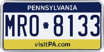 PA license plate MRO8133